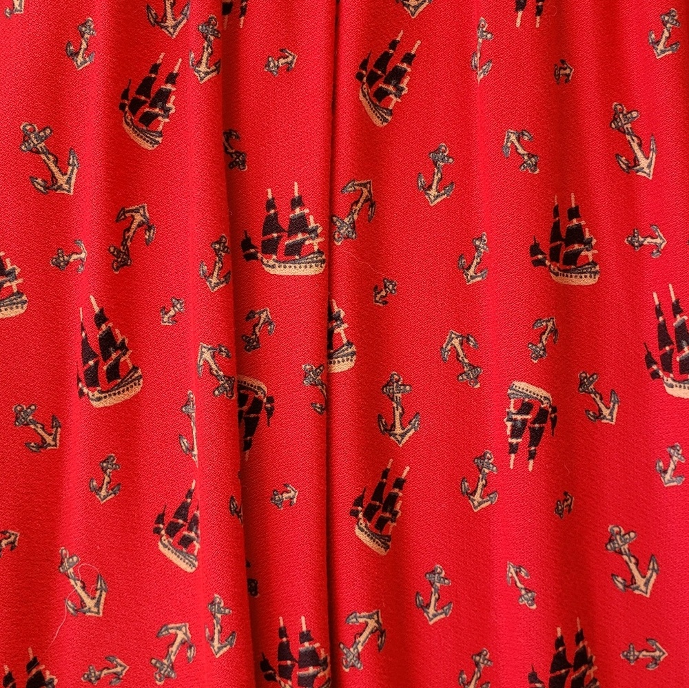 Anthro Leifnotes Red Skipper Ships Boat Dress M - Picture 6 of 8